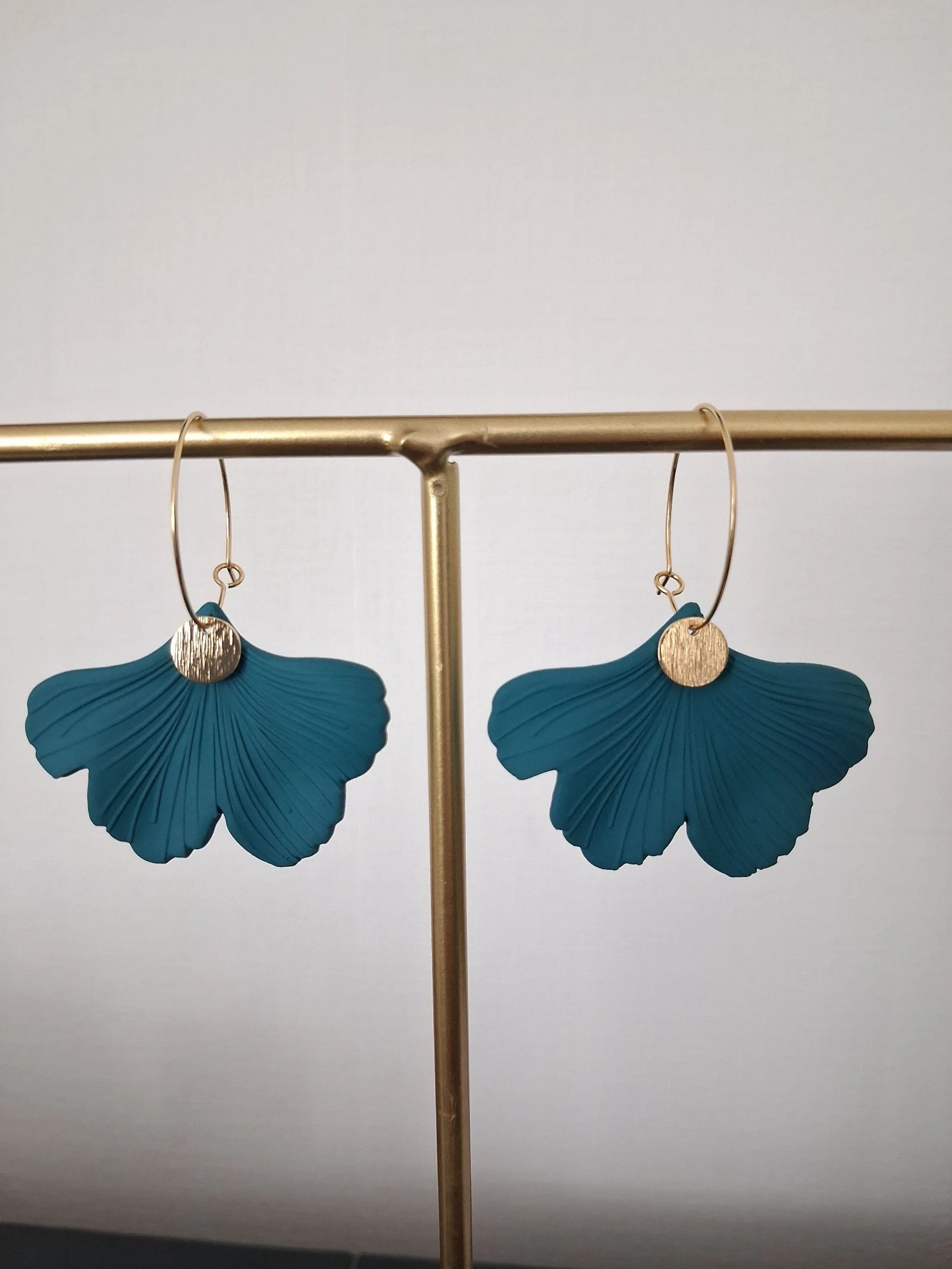 Boucles d'oreilles bleu paon